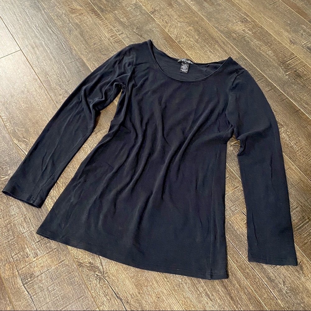 Dovita Long Sleeved Black Top Shirt Size Large Basic Staple Stretchy